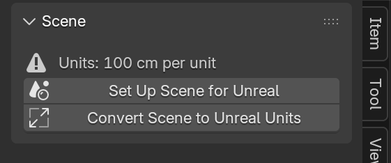 Scene panel on a metre scene